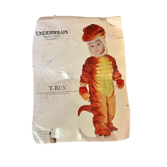 Underwraps T-Rex Dinosaur Costume 2-4T Large Halloween w/ Mask & Gloves - Picture 2 of 8